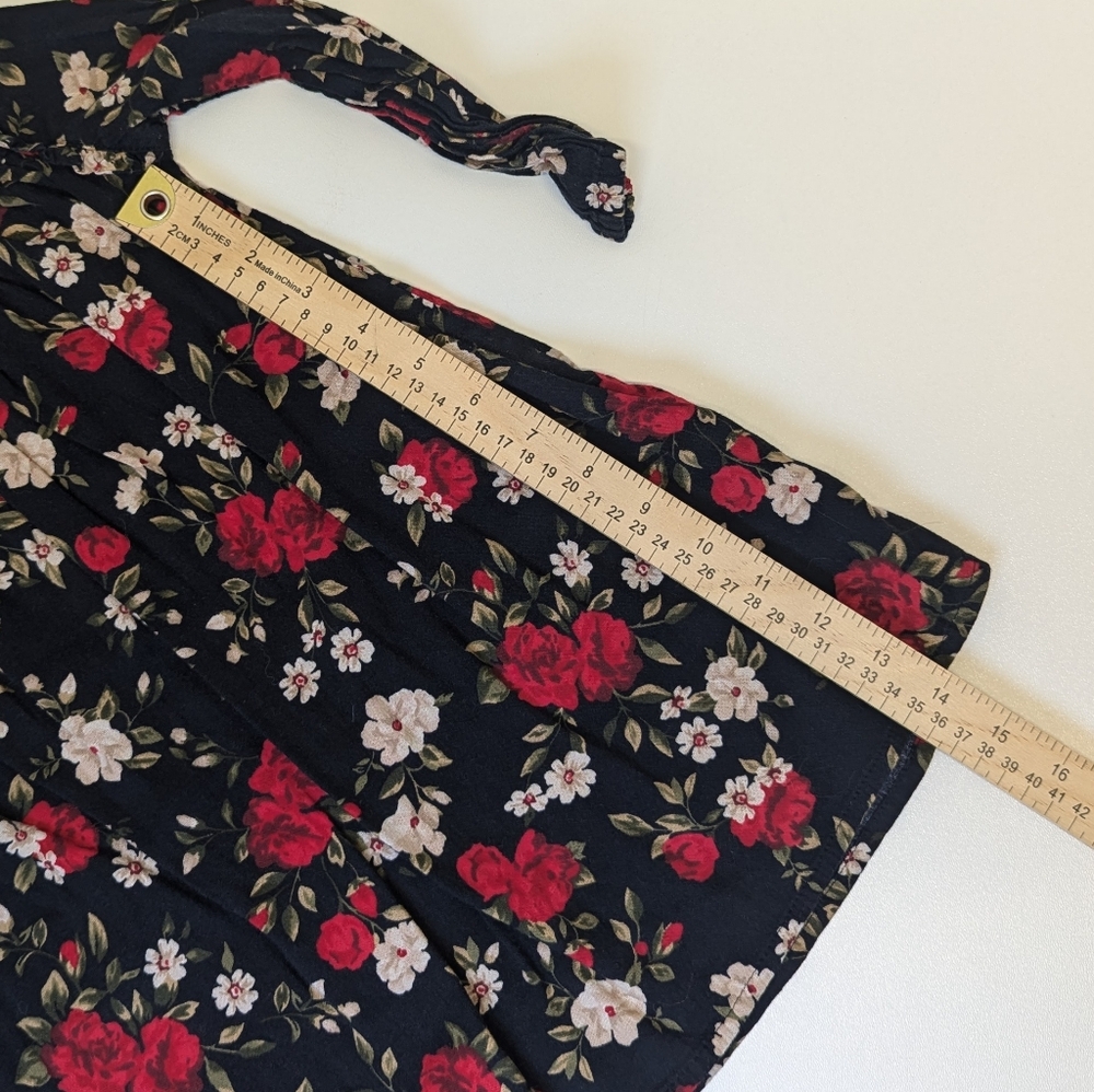 Old Navy Black and Red Floral Blossom Dress Long Sleeve 3T - Picture 8 of 8